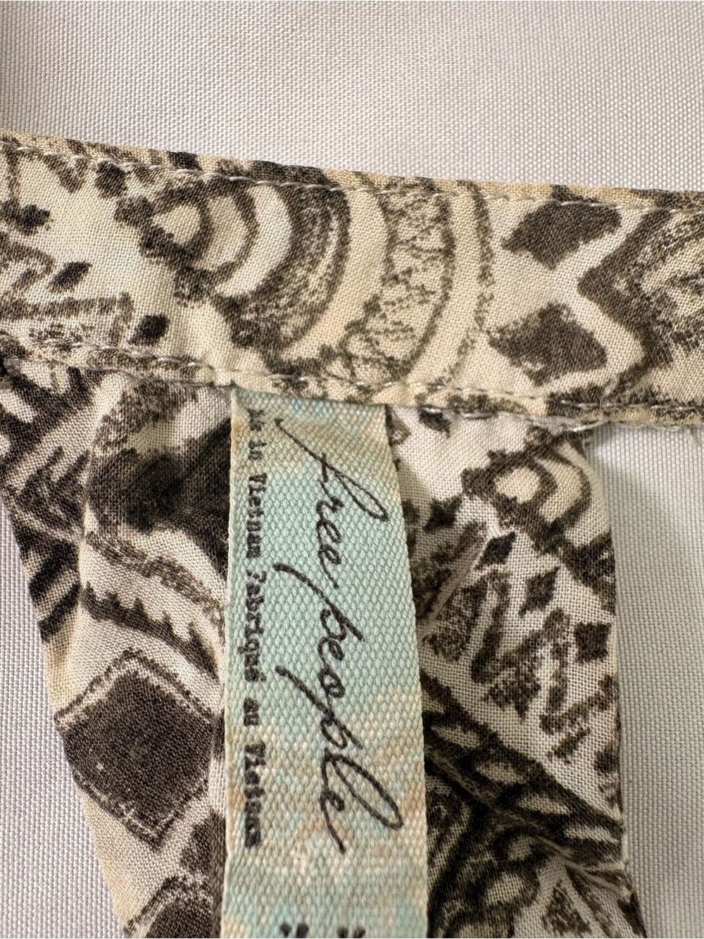 Cream Printed Summer Dress with Lace-Up Back - Picture 2 of 4